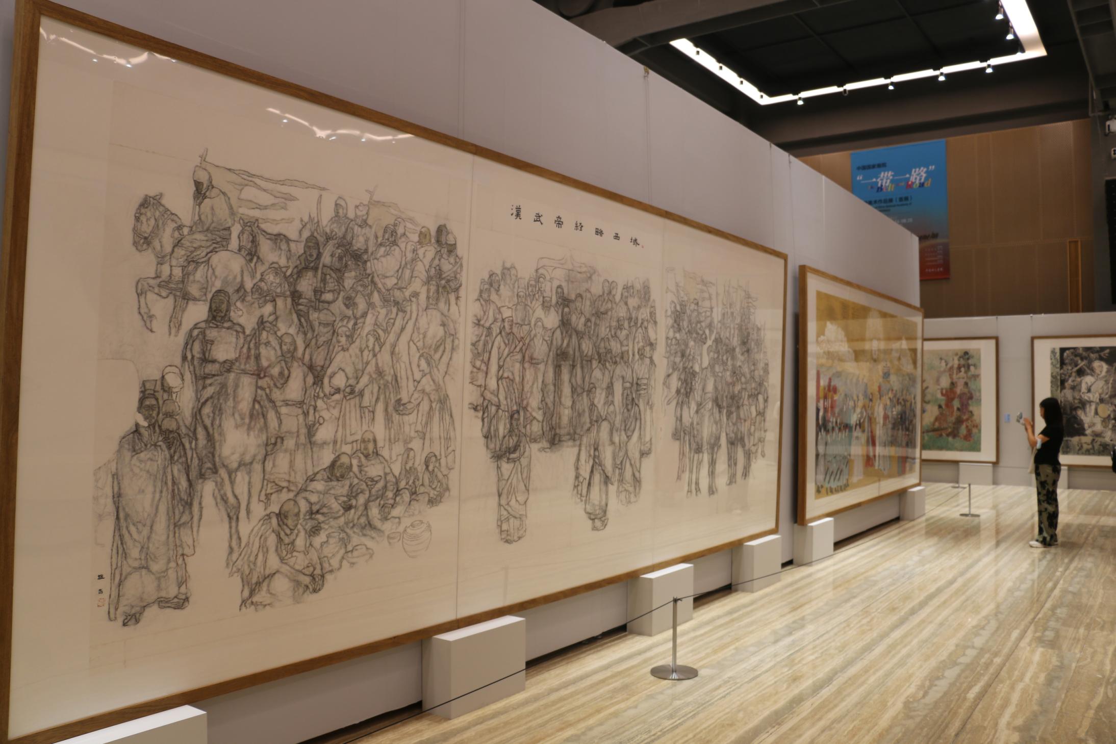 国家画院“一带一路”主题美术作品展首展启幕,近200件作品图写丝路历史_京报网
