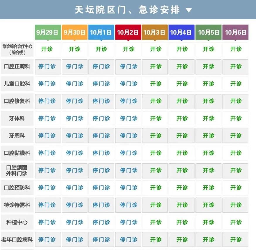 北京22家市属医院中秋国庆假期门诊安排