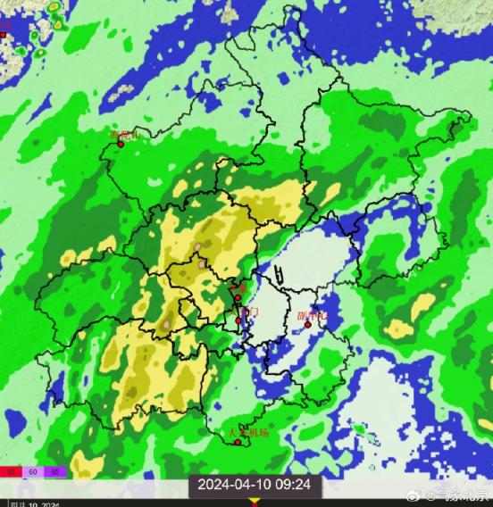 截至今天9时,最大降水量在门头沟法城塘坝,2.