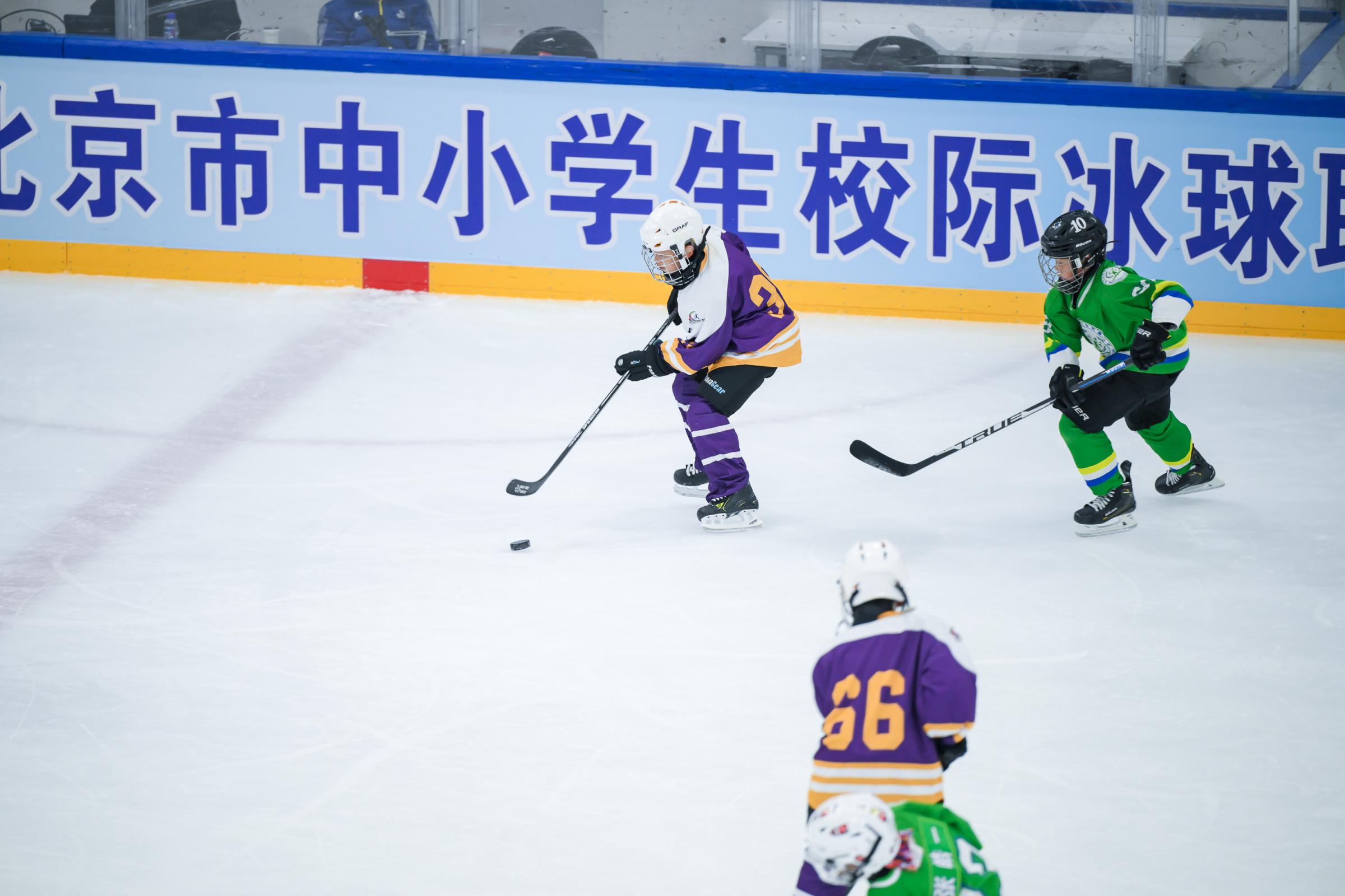 市中小学生校际冰球联赛挥杆 1600余名小将参加